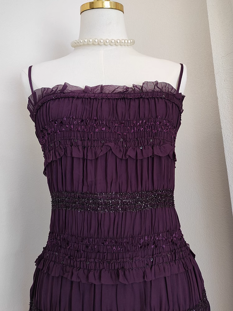 Sheath Spaghetti Straps Grape Sleeveless Party Dress Holiday Birthday Dresses For Women SD357