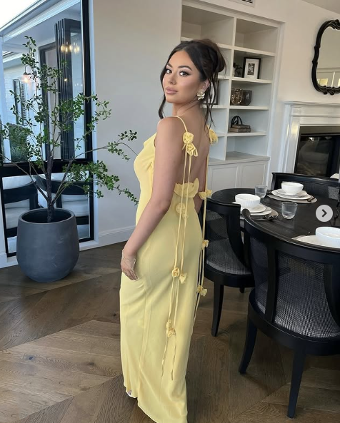 Mermaid Spaghetti Straps Floor Length Floral Yellow Evening Dress Prom Dresses SD2046 HZ0628
