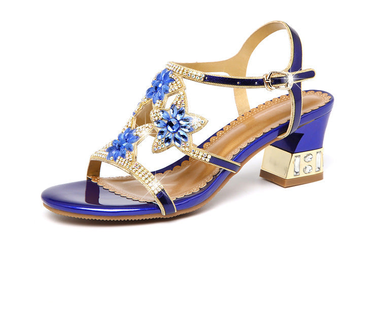 New Sandals Women's Summer Water Drill Shoes Fish Mouth And Diamond-Smelling Fashion Coarse And Cool Slippers Outside Wear High Quality Shoes