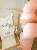 Solid Color Bow Tank Backless Mermaid Elegant Cocktail Party Maternity Baby Shower Maxi Dress Maternity