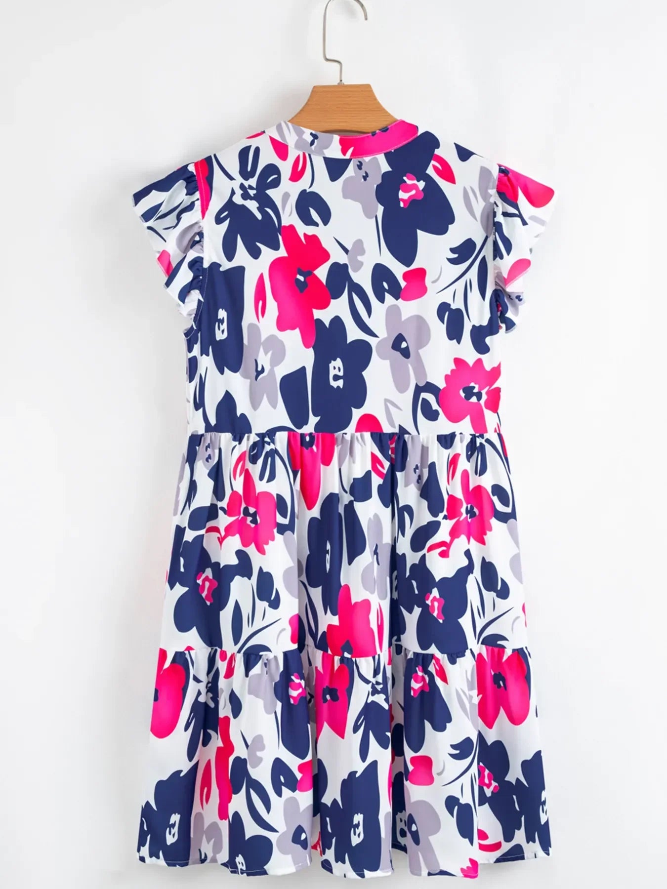 Notched Neck Flutter Sleeve Mini Dress DJPT