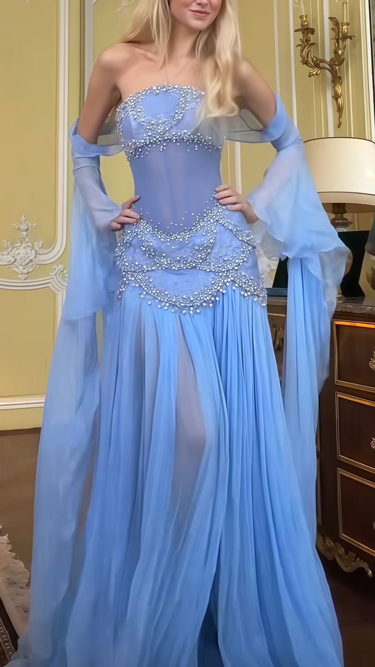 A Line Off The Shoulder Maxi Long Party Light Blue Chiffon Prom Dresses Evening Dress SD2395 HZ0628