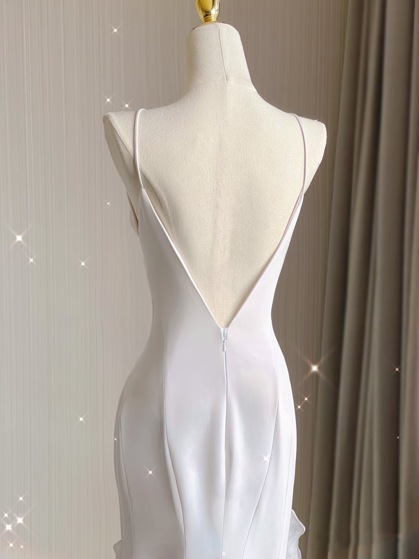 Mermaid Scoop Satin Night Party Dress White Long Prom Dresses SD1524 HZ0628