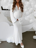 Belly Friendly Sequin Mermaid V-neck Dolman Sleeve Babyshower Maternity Maxi Dress Maternity
