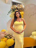 Yellow Lace Floral Mesh Cami Bodycon Elegant Cocktail Party Going Out Daily Maternity Photoshoot Baby Shower Maxi Dress Maternity