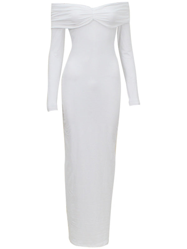 White Ruched Off Shoulder Backless Bowknot Bandeau Bodycon Mermaid Cocktail Party Bandage Babyshower Gowns Photoshoot Maternity Maxi Dress Maternity
