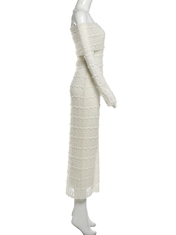 Beige Lace Off Shoulder Ruffle Falbala Bodycon Elegant Maternity Baby Shower Maxi Dress Maternity