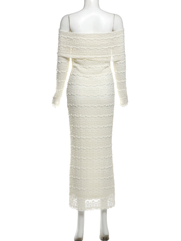 Beige Lace Off Shoulder Ruffle Falbala Bodycon Elegant Maternity Baby Shower Maxi Dress Maternity