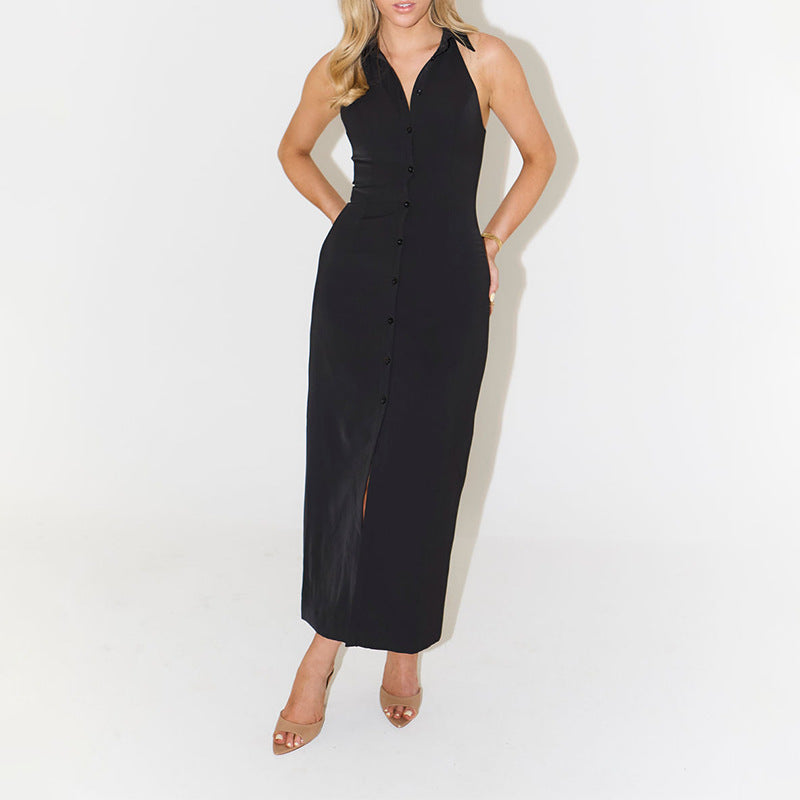 Summer Women's New Temperament Flip-Flops Sexy Solid Dress