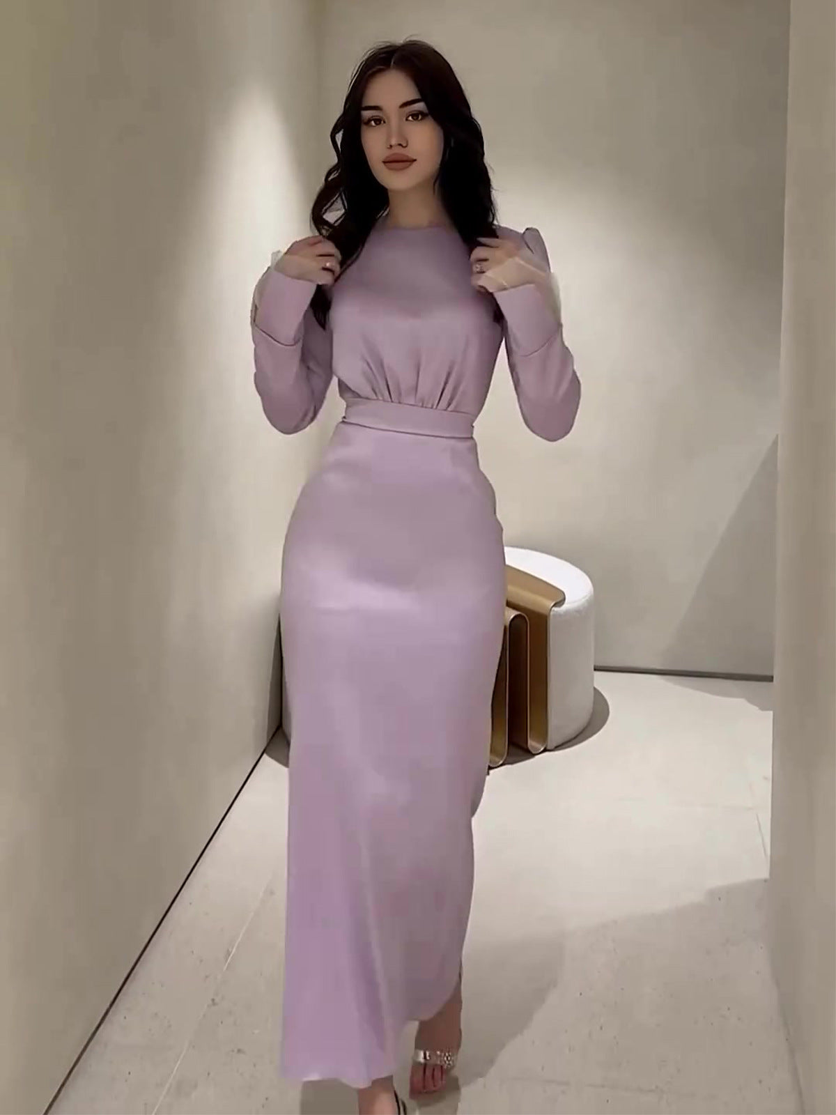 Folded And Folded In The Autumn Of 2025, The Lanky Long-Sleeved French Court Dress Woman