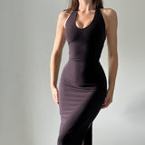 2025 New Solid Color Sling Hanging Neck U Tie With Open Skirt