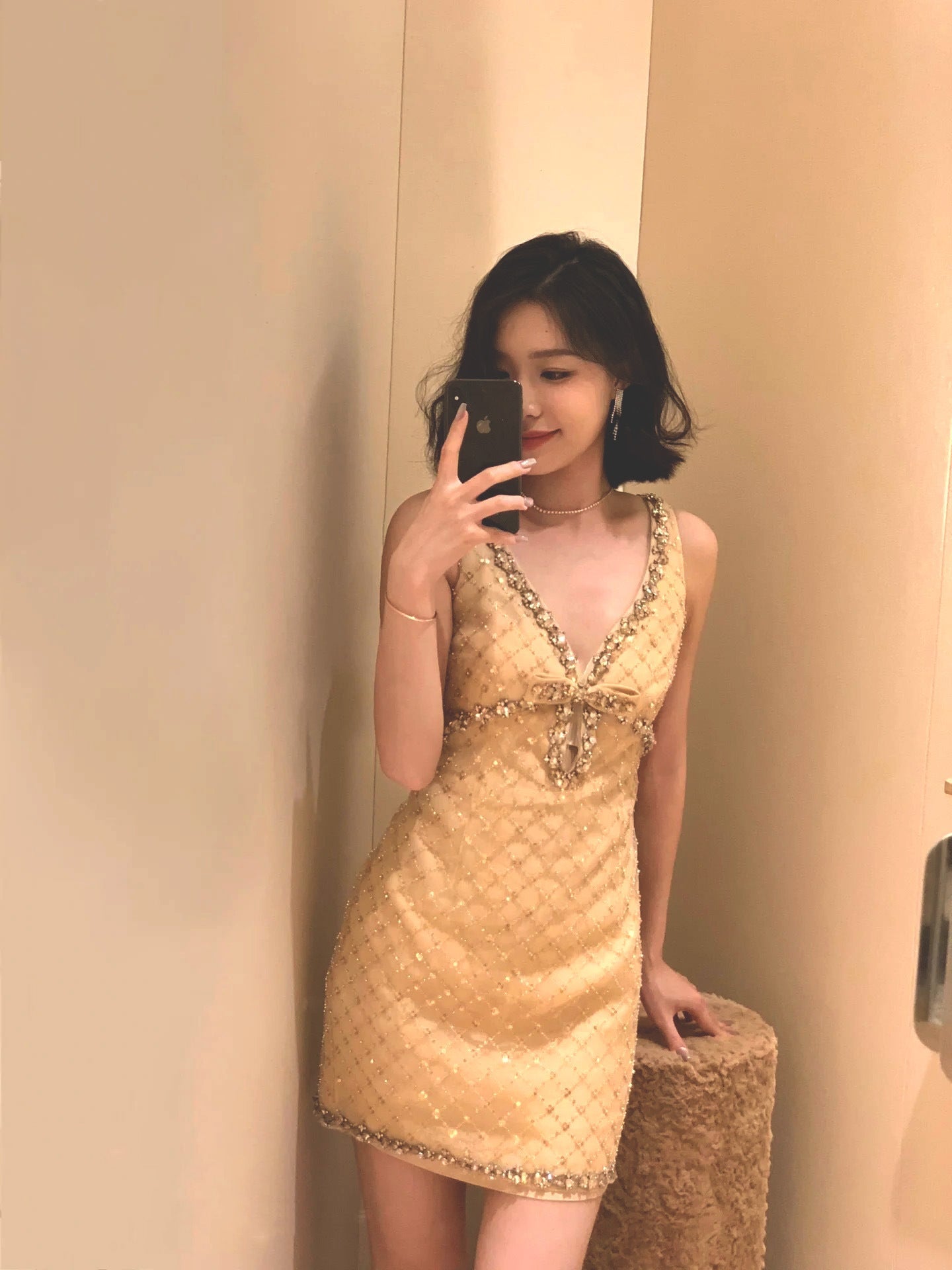 Linaza With The Heavy Industry Ordered Diamond Sling Dress 2024 Summer Delicate Famous Vest Dress