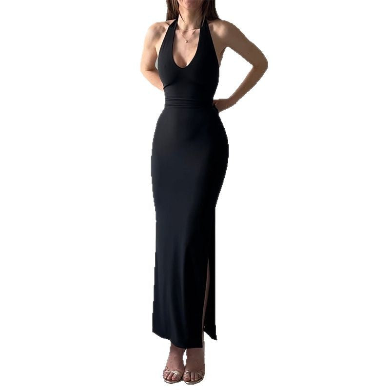 2025 New Solid Color Sling Hanging Neck U Tie With Open Skirt