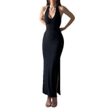 2025 New Solid Color Sling Hanging Neck U Tie With Open Skirt