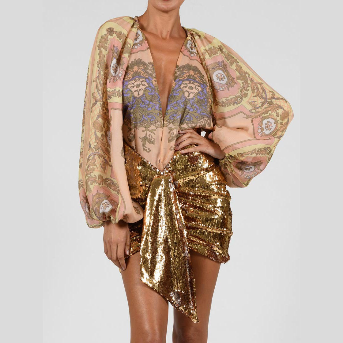 Women's Dress Gold Lily Tregular Short Skirt Babes Skirt