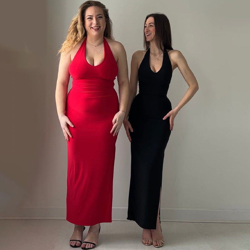 2025 New Solid Color Sling Hanging Neck U Tie With Open Skirt