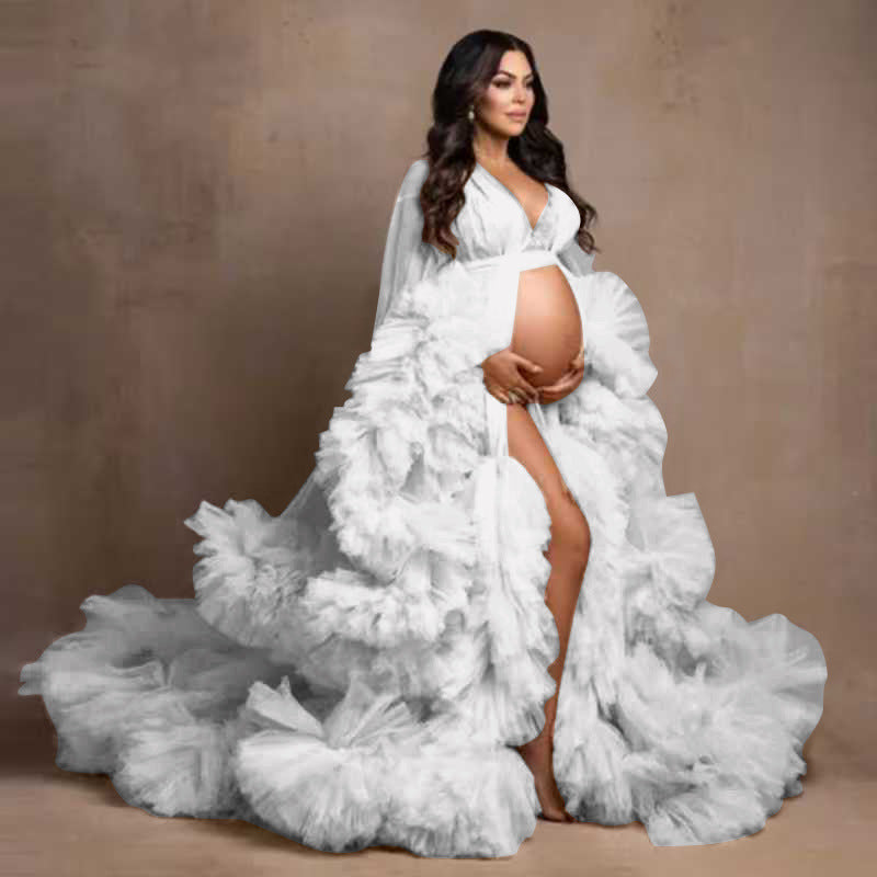 Dress Wedding Show Photo Photo 2025 Hot Pregnant Women Thin Net Yarn Dress Party Long Girl Maternity