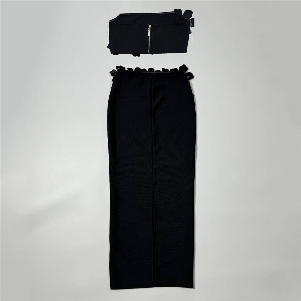 New Design-Sensitive Flower-Singing Diamond Bandage Set Sexy Tective Blouse Two-Piece