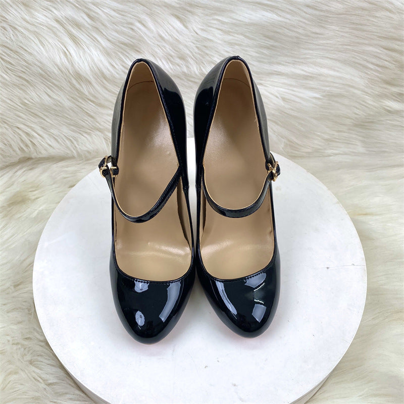 Head With Fine Heel High Heels OL Professional Work Shoes Soft Leather Comfortable Single Shoe Shallow Mouth High Quality Shoes