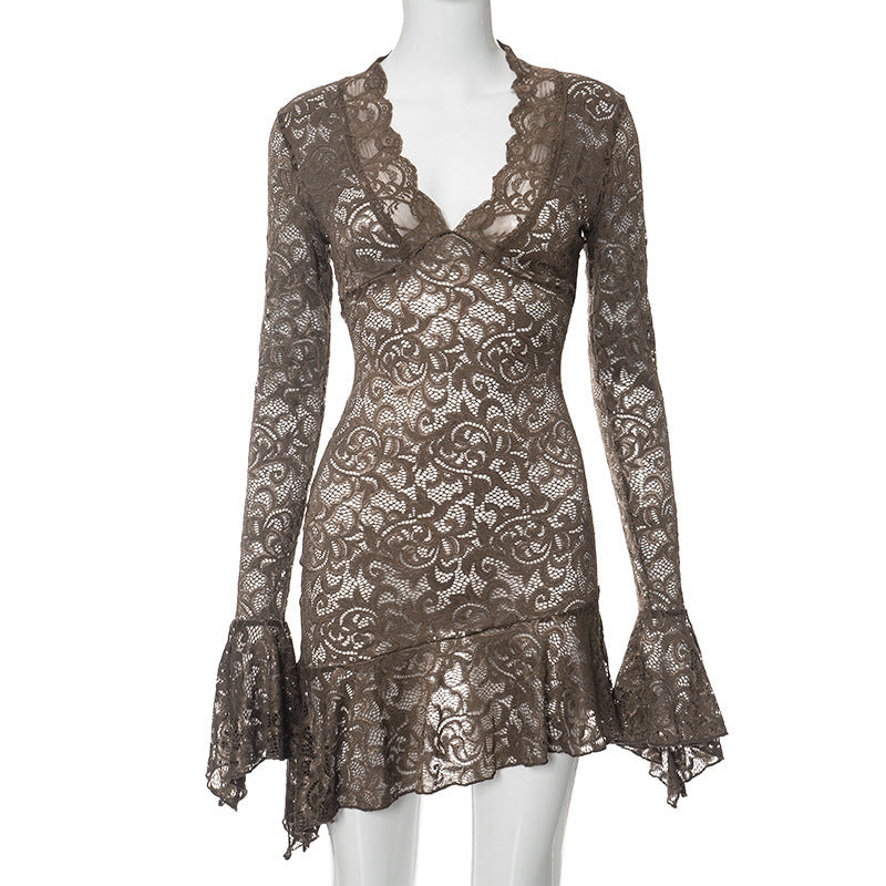 Women's New Sexy Lace Spice Girl Party Dress For Autumn/Winter 2025 DJPT