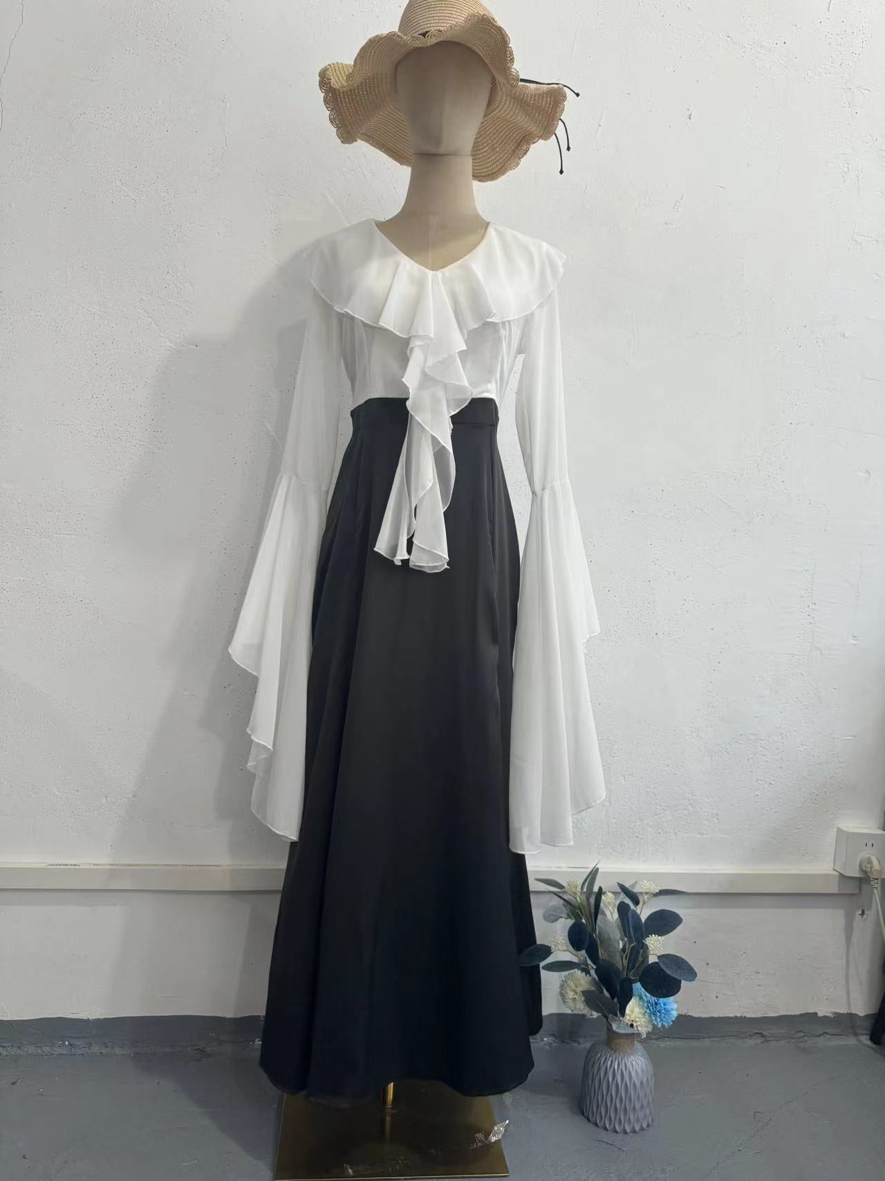 2024 Long-Sleeved Sleeves Sweet Long-Sleeved Splicing Bag-Suited Body-Dight With Dress