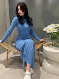 Autumn New Women's Bag Hips Waist Thin Line Pull A-Word Dress