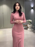 Autumn New Women's Bag Hips Waist Thin Line Pull A-Word Dress