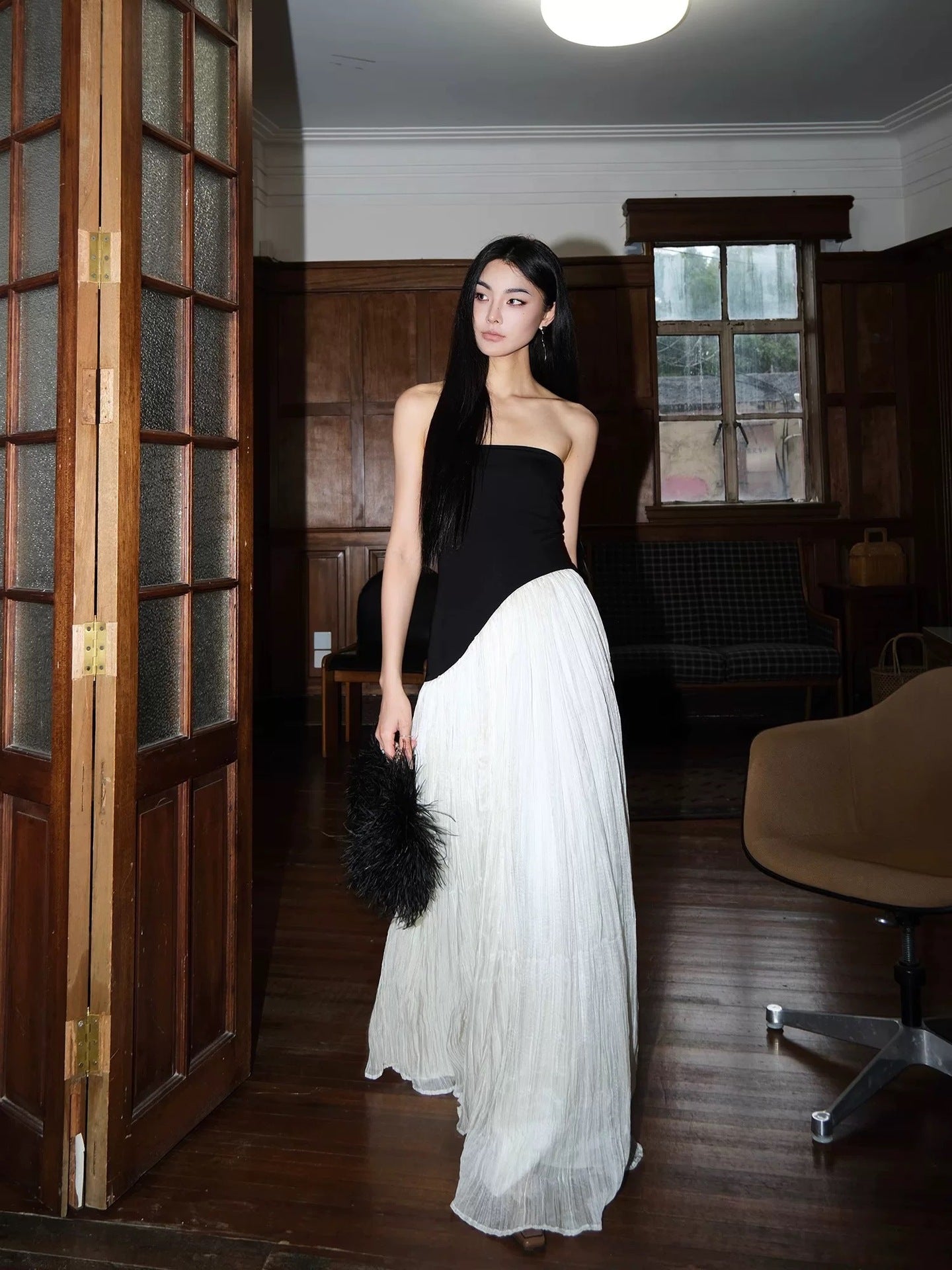 New Zhao Sanguan Small Design Feeling Bra Splicing Dress Dress Woman