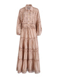 Elegance Style Set 2025 New Empty-Turned-Necked Leaster Splicing Shirt + Half-Dress Suit Woman