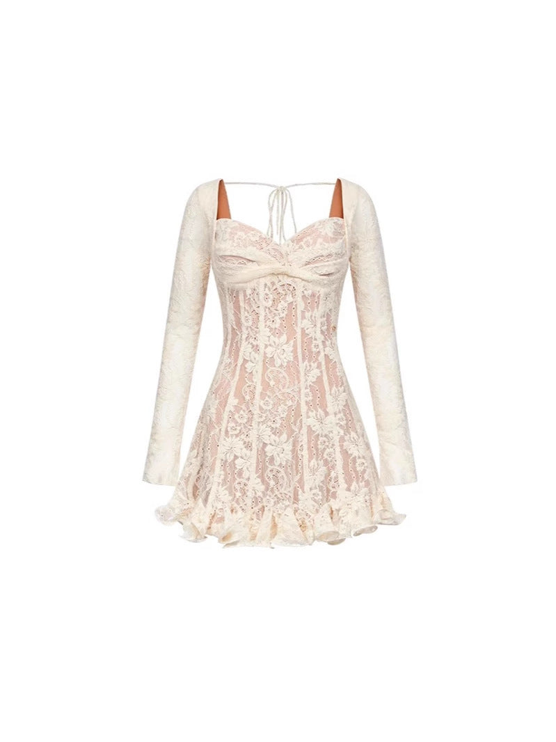 Spring And Summer Vietnamese Small Sexy Low-Breasted Lace Little Man Dating A-Word Skirt