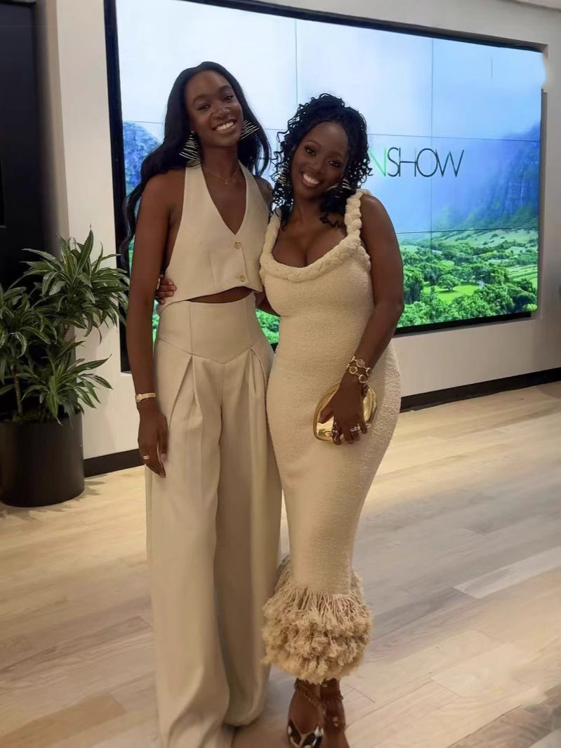 2024 Hand-Woven Jasmine Rope Shoulder Strap Bag Tuxedo Dress LX0104