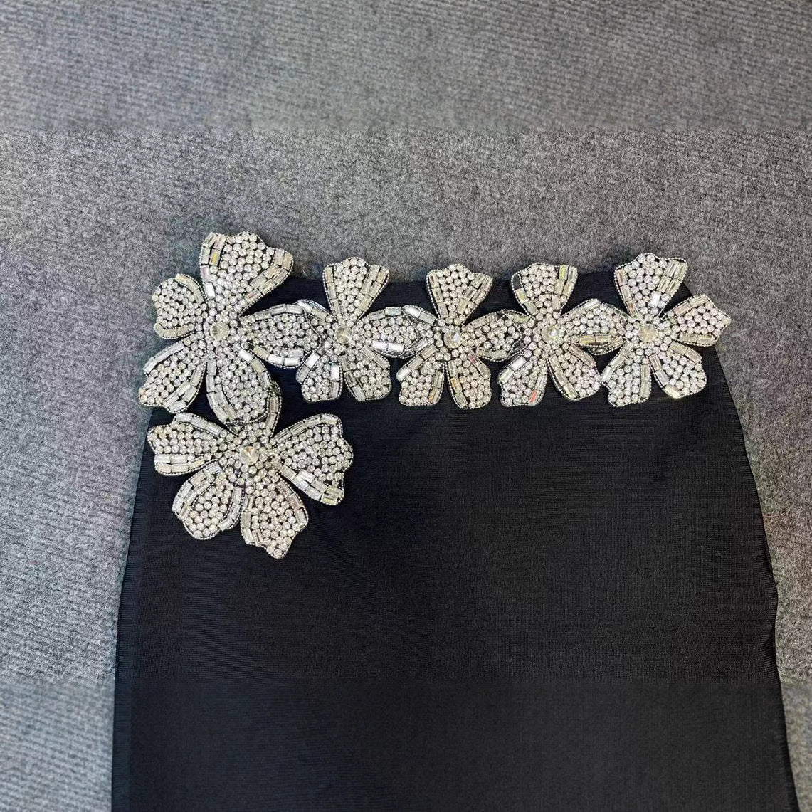 Flower Diamond Set Dress Banquet Femininity Fashion Elegant High-End Felt Banding Evening Dress