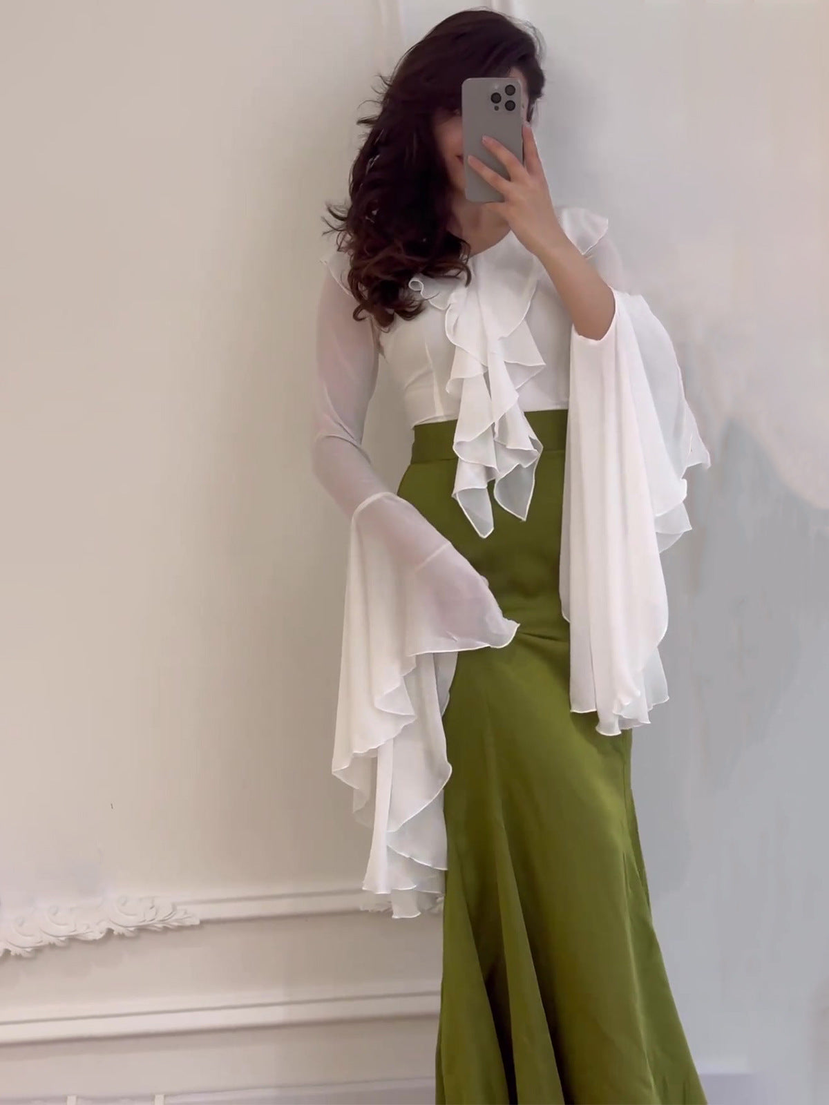 2024 Long-Sleeved Sleeves Sweet Long-Sleeved Splicing Bag-Suited Body-Dight With Dress