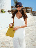 Fashion French Casual Perspective Sleeveless Solid Dresses For Summer 2024 Summer
