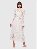 Of Australian Niche Brand Hollow Lace Trumpet Sleeve Goddess Temperament Long Dress Autumn