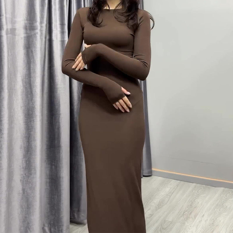 2024 Women's Fashion Sexy Tight-Groomed And Comfortable Solid Color Long Dress