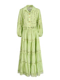 Elegance Style Set 2025 New Empty-Turned-Necked Leaster Splicing Shirt + Half-Dress Suit Woman