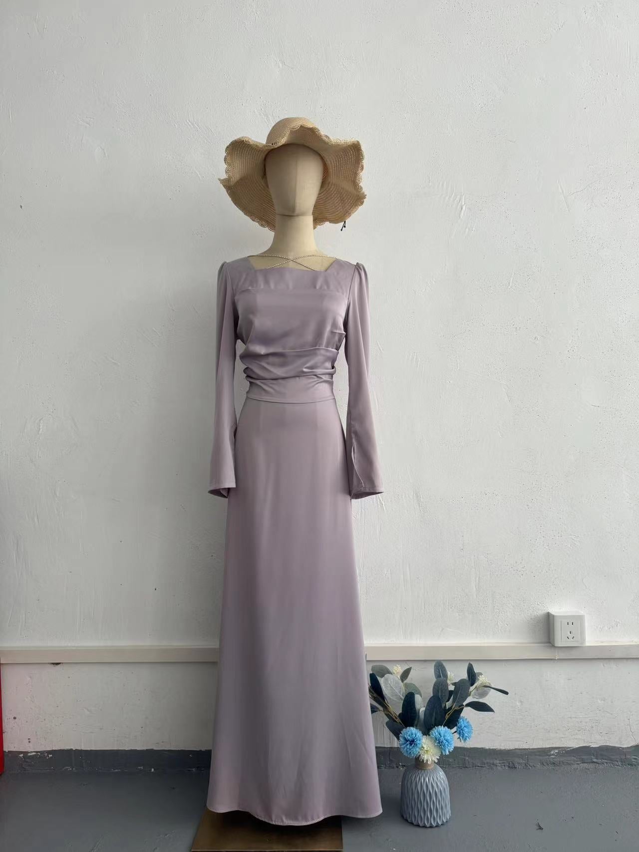 2024 New Body-Claming Diamond-Tieed With Long-Sleeved And Tiding Dress Dress Woman