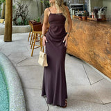 Sexy Fashion Show-Back Comfortable Solid Color Sling Dress In Autumn 2024