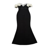 New Design Sense Three-Dimensional Flower Banded Dress Party Dress Fishtail Dress