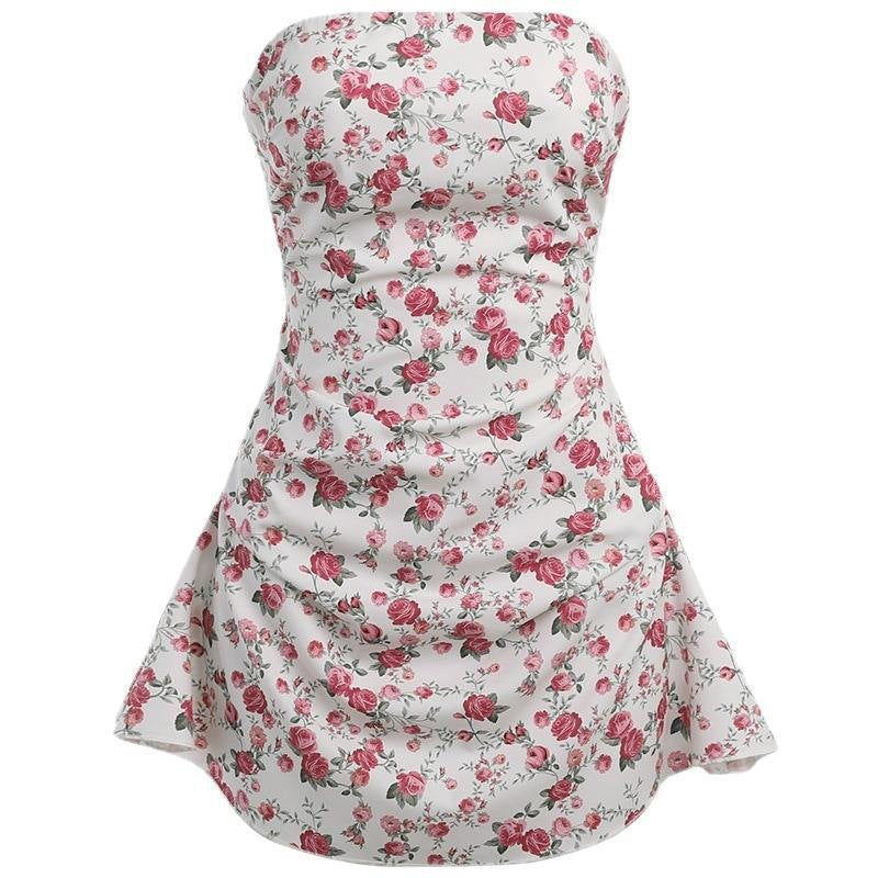 Bosom Crumm Flower Body Dew Back Dress Casual Holiday Style Sexy Hot Girl Short Dress Girl DJPT