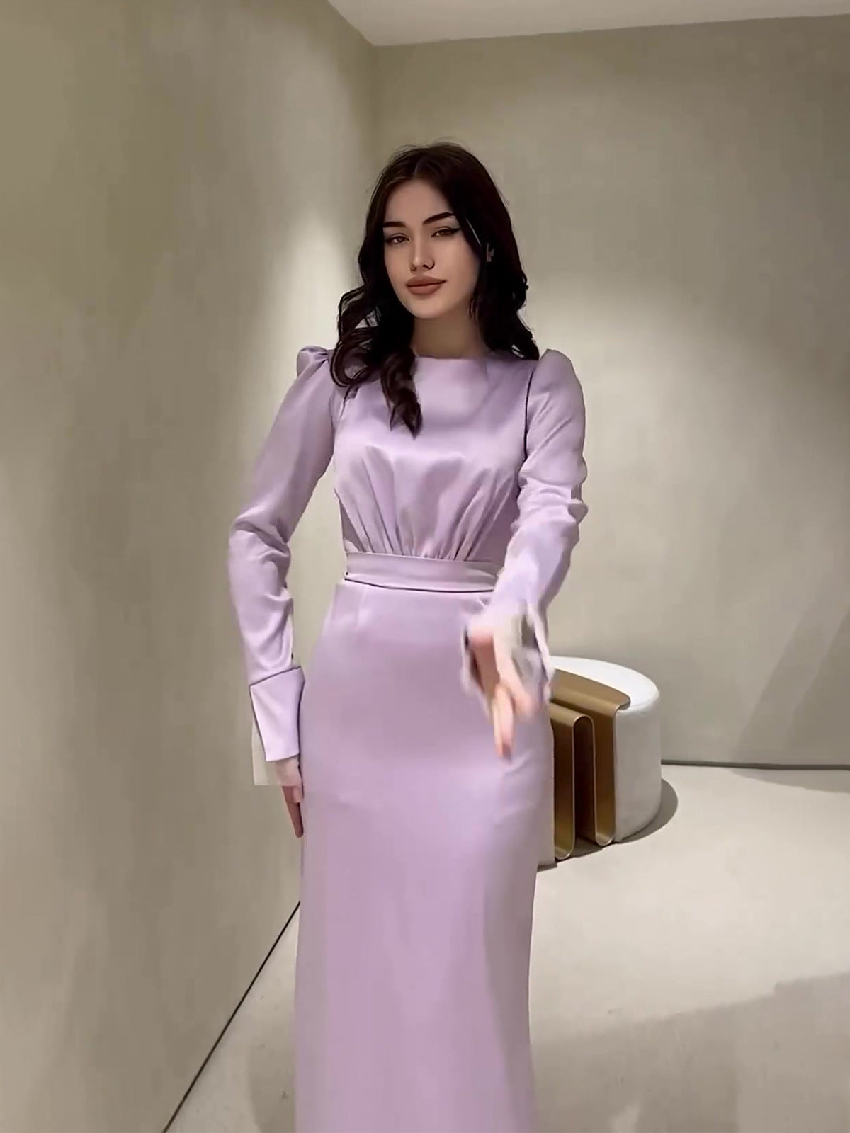 Folded And Folded In The Autumn Of 2025, The Lanky Long-Sleeved French Court Dress Woman