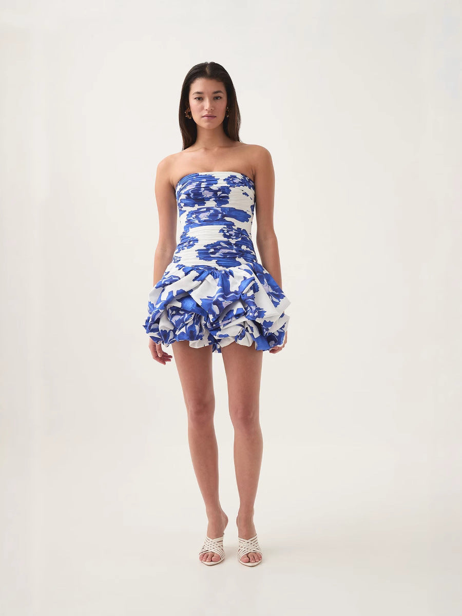 And Spicy Body-Repair Printed Floral Dress Dress Dress Dress Woman With New Summer Tsets And Folds
