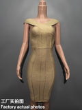 Sexy Shoulder Banded Dress Banquet Femininity High-End Flash Evening Dress