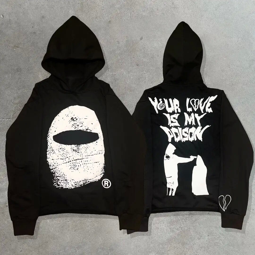 Fashion Vintage Skull Print Hoodie Y2k Couple Street Hoodie DJPT