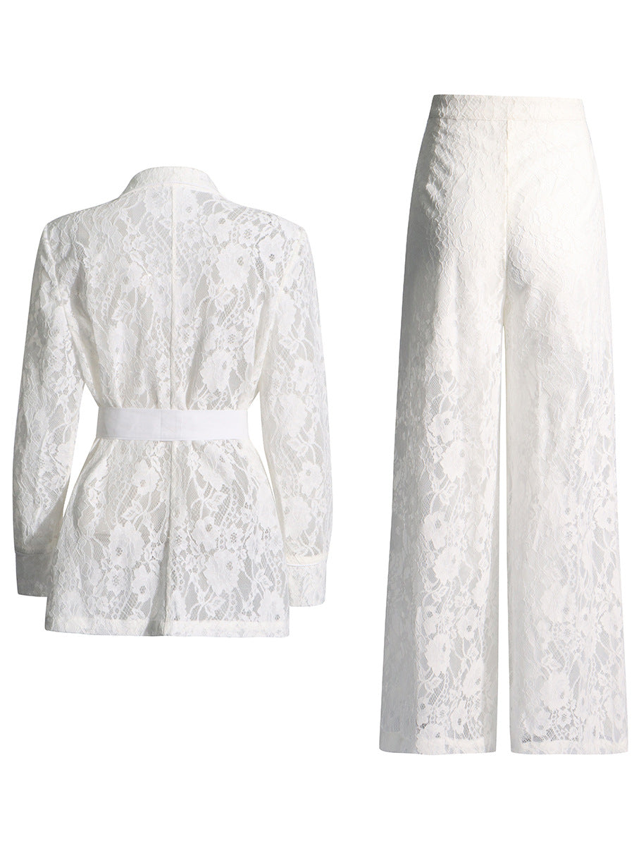 Famous Wind 2025 Summer New Collar Long Sleeve With Waist Jacket Embroidery Two Sets