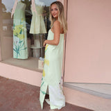 2025 New Solid Color Slingless Sleeveless Square Collar Open-Back Fork Dress