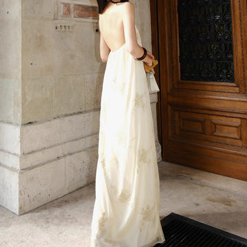 Zhao Sanguan The Same 2024 Flower Showback Dress Pure Fairy Gas U Neck Dress