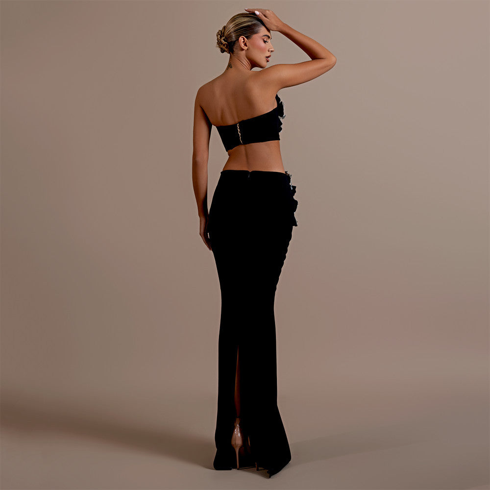 New Design-Sensitive Flower-Singing Diamond Bandage Set Sexy Tective Blouse Two-Piece