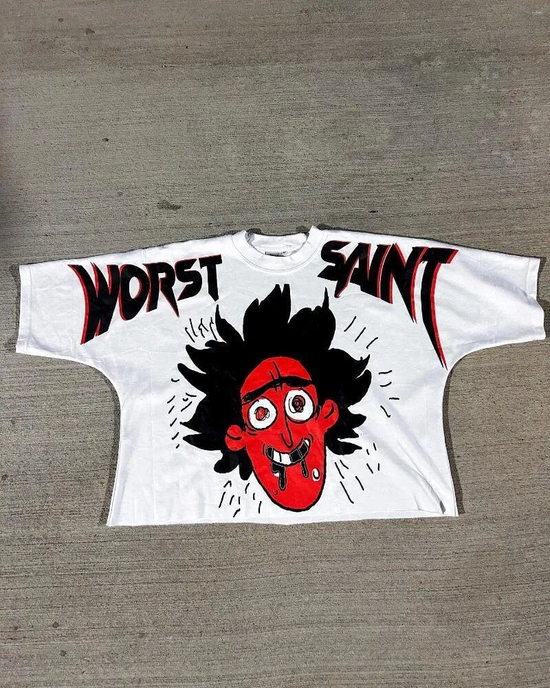 Men's T-Shirt Oversized Graphic Gothic Harajuku Short Sleeve Men's T-Shirt Y2k Top Punk T-Shirt DJPT